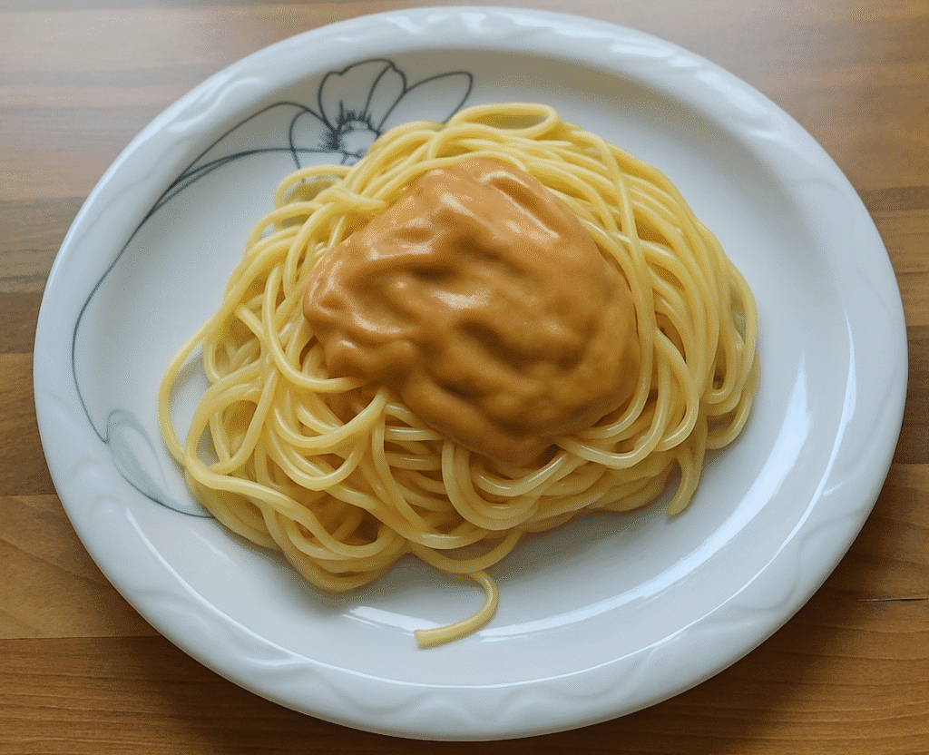 spaghetti vegane kaesesauce