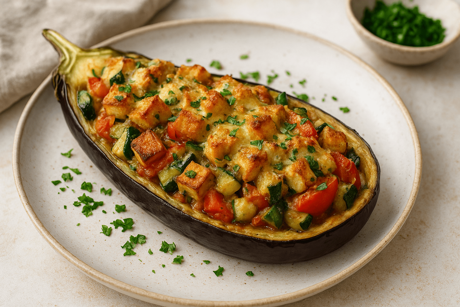 Low Carb gefüllte Melanzani